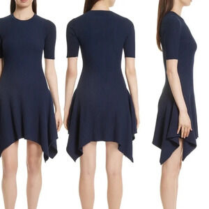 NWT OPENING CEREMONY Delta Handkerchief Rib Knit Dress Moon Blue Large